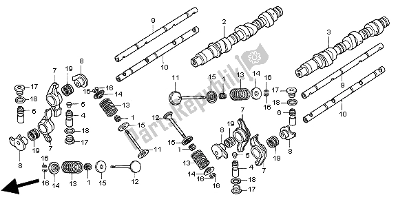 Alle onderdelen voor de Nokkenas & Klep van de Honda GL 1500 SE 1998