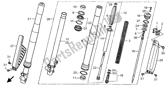 Todas las partes para Tenedor Frontal de Honda CR 80 RB LW 2001