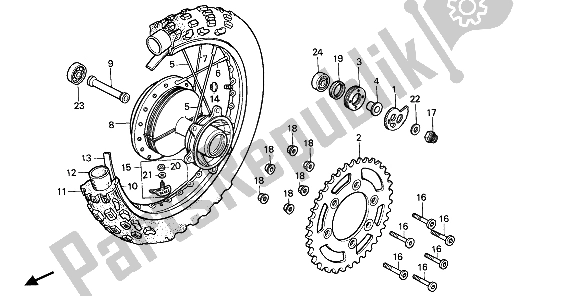 Todas las partes para Rueda Trasera de Honda XR 250R 1987