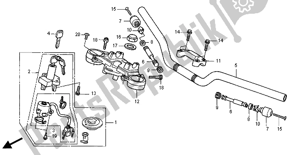 Todas las partes para Manejar Tubo Y Puente Superior de Honda CB 600F2 Hornet 2001