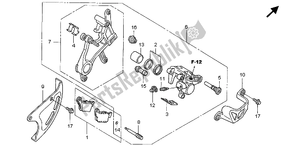 All parts for the Rear Brake Caliper of the Honda CRF 450X 2009