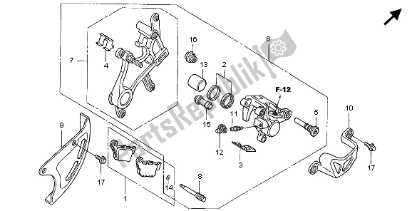 Wszystkie części do Zacisk Hamulca Tylnego Honda CRF 450X 2009
