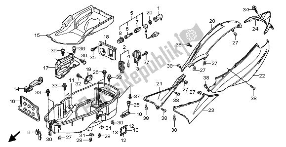 Alle onderdelen voor de Body Cover & Bagagedoos van de Honda FES 150A 2008