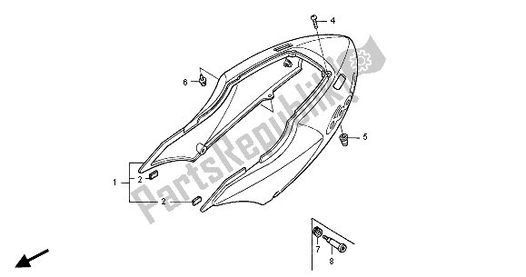 Todas as partes de Capuz Traseiro do Honda CBR 600F 2001