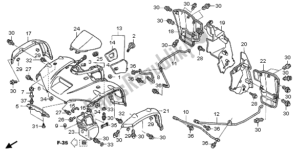 All parts for the Front Fender of the Honda TRX 650 FA Fourtrax Rincon 2003