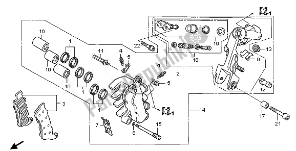 All parts for the L. Front Brake Caliper of the Honda VFR 800 2008