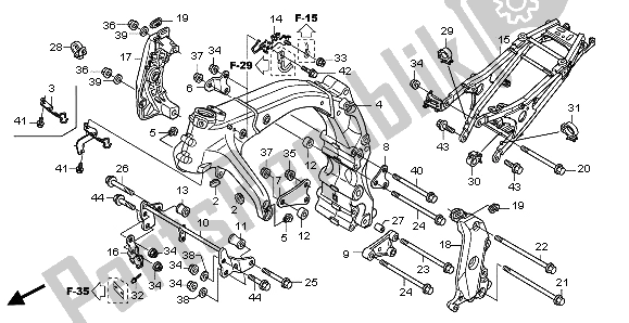 All parts for the Frame Body of the Honda CB 600F Hornet 2007