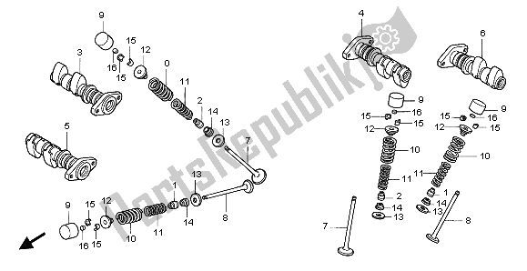 Todas las partes para árbol De Levas Y Válvula de Honda VTR 1000F 2003