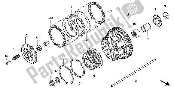 All parts for the Clutch of the Honda VFR 800 FI 1999