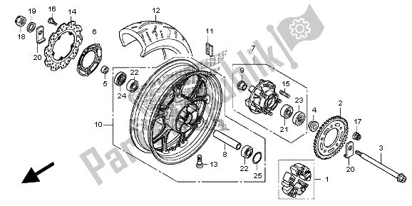 All parts for the Rear Wheel of the Honda NC 700D 2012