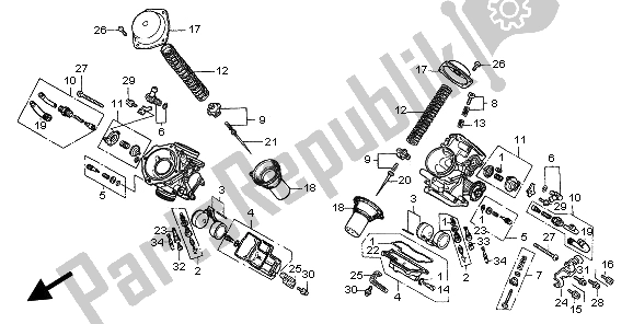 Tutte le parti per il Carburatore (parti Componenti) del Honda XL 600V Transalp 1997