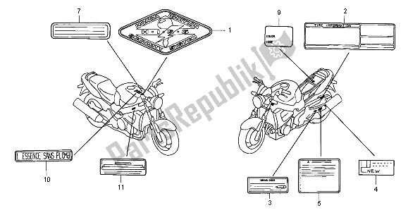 Todas las partes para Etiqueta De Precaución de Honda CB 1100 SF 2001