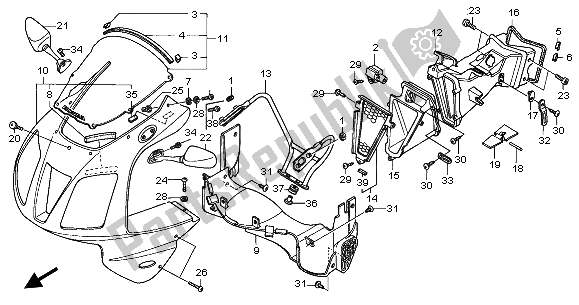 All parts for the Upper Cowl of the Honda VTR 1000 SP 2003