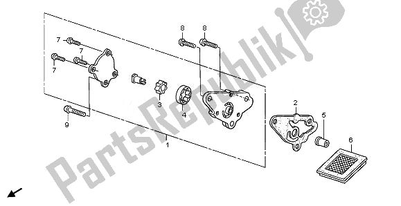 All parts for the Oil Pump of the Honda CRF 70F 2011