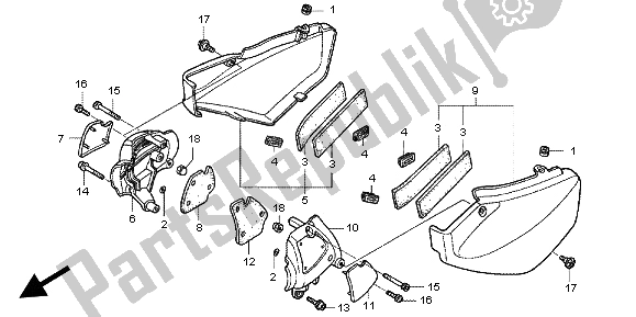 All parts for the Side Cover of the Honda CB 1300X4 1999