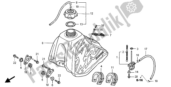 Tutte le parti per il Serbatoio Di Carburante del Honda XR 250R 1996