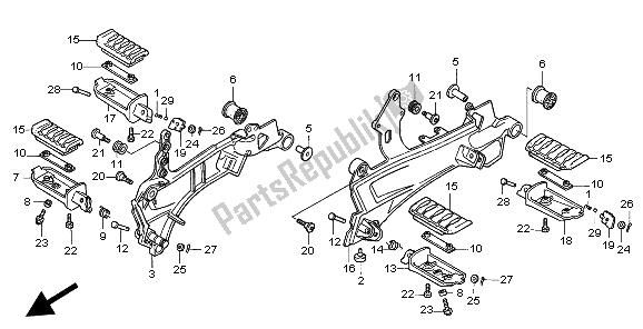 All parts for the Step of the Honda ST 1100 1997