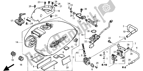 Alle onderdelen voor de Benzinetank van de Honda CB 1300X4 1998