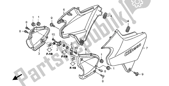Alle onderdelen voor de Zijdeksel van de Honda CB 1300 2008