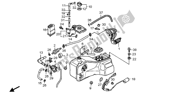 All parts for the Fuel Tank of the Honda GL 1500A 1995