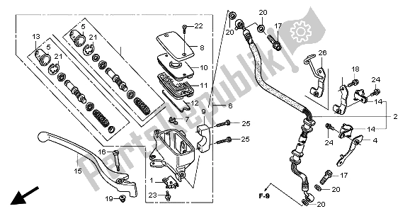 All parts for the Fr. Brake Master Cylinder of the Honda VTX 1300S 2004