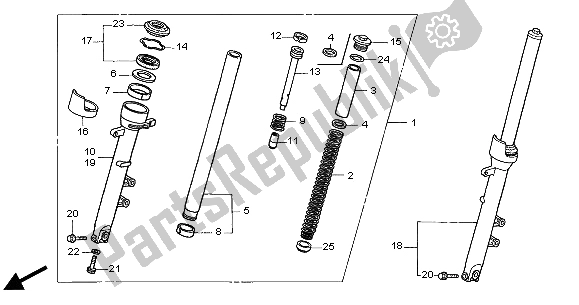 Todas as partes de Garfo Dianteiro do Honda CB 600F Hornet 2004