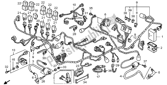 All parts for the Wire Harness of the Honda XL 1000V 2008