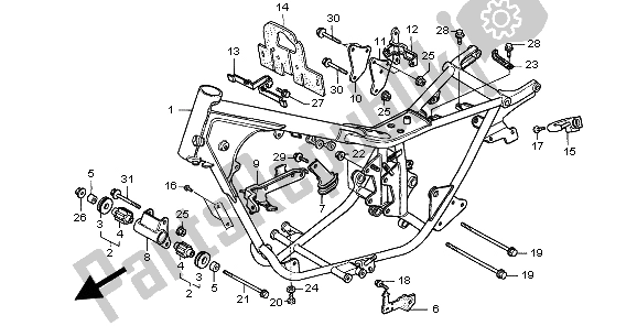 All parts for the Frame Body of the Honda CA 125 1999