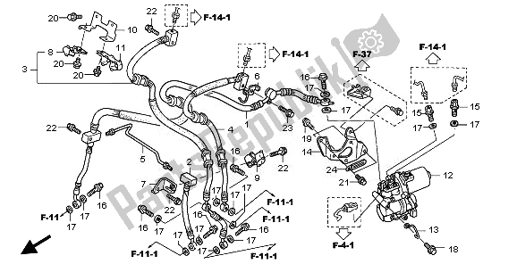 Alle onderdelen voor de Voorremslang van de Honda VFR 800A 2008