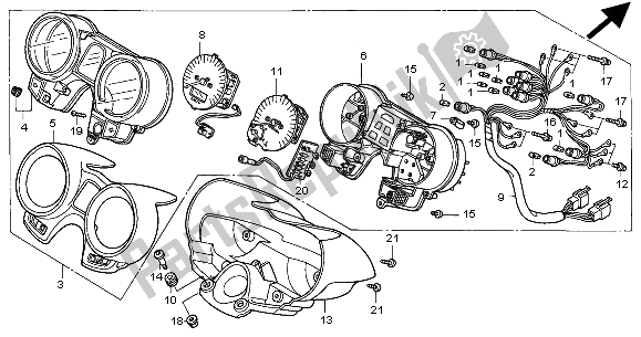 All parts for the Meter (kmh) of the Honda CB 1100 SF 2000