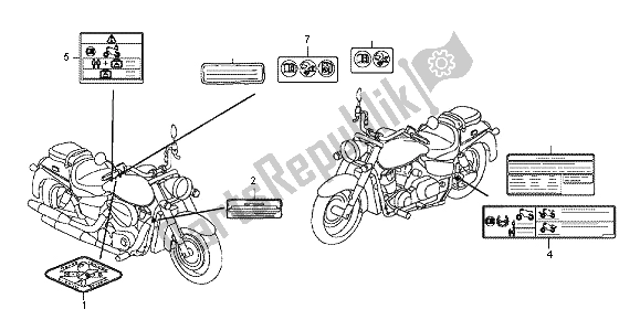 Wszystkie części do Etykieta Ostrzegawcza Honda VT 750C2B 2012