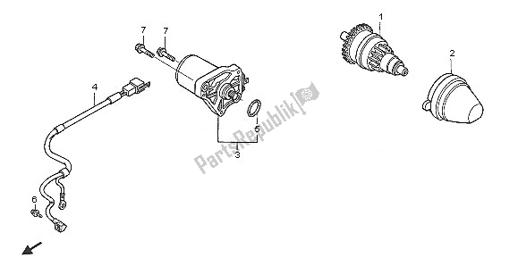 All parts for the Starting Motor of the Honda SCV 100F 2005