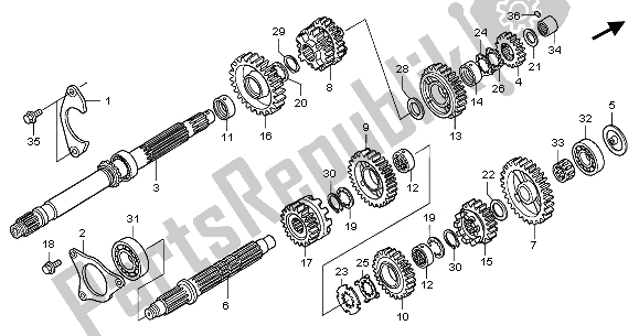 All parts for the Transmission of the Honda GL 1800A 2003