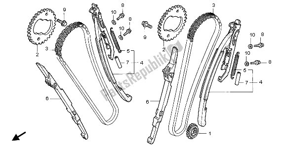 Todas as partes de Corrente De Came E Tensor do Honda VT 1100C2 1996