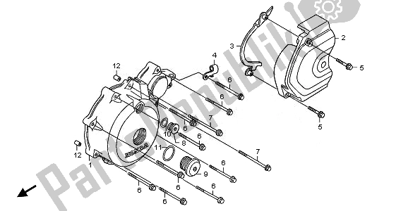 All parts for the Left Crankcase Cover of the Honda XL 700V Transalp 2010