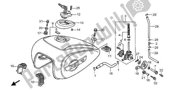 All parts for the Fuel Tank of the Honda GL 1500C 1997