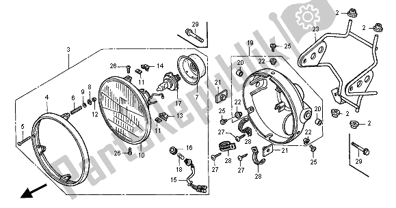 All parts for the Headlight (eu) of the Honda CB 600F Hornet 2001