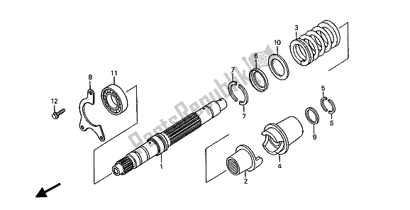 All parts for the Primary Shaft of the Honda ST 1100A 1994