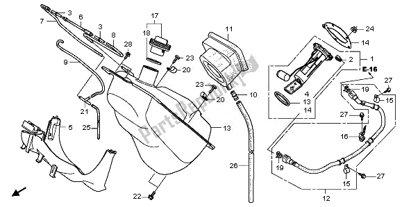 All parts for the Fuel Tank of the Honda NSS 250A 2008