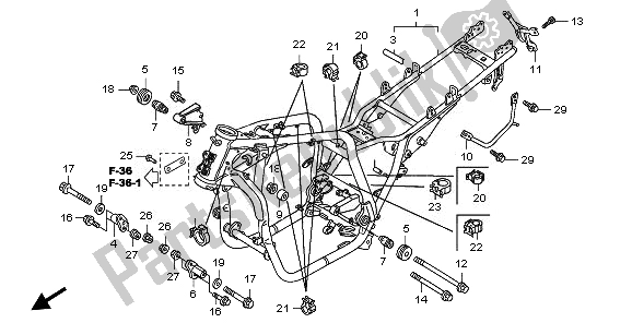 Alle onderdelen voor de Frame Lichaam van de Honda CB 1300 SA 2008