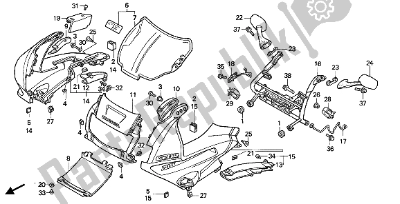 All parts for the Upper Cowl of the Honda CBR 600F 1994