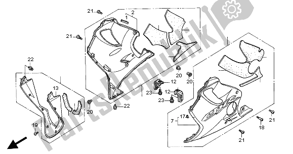 Alle onderdelen voor de Onderste Kap van de Honda CBR 600F 2002