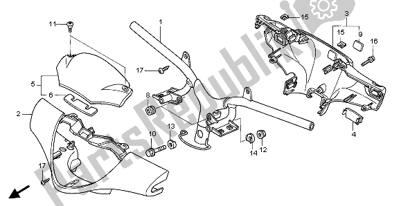 All parts for the Handle Pipe & Handle Cover of the Honda SH 125 2008