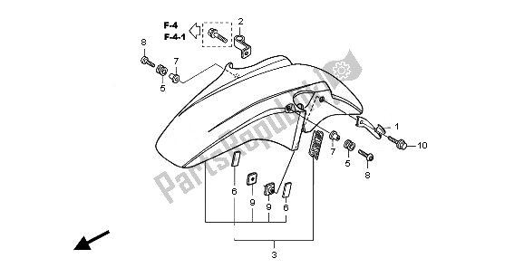 All parts for the Front Fender of the Honda CBF 1000 TA 2010