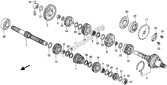 All parts for the Transmission of the Honda CMX 450C 1987