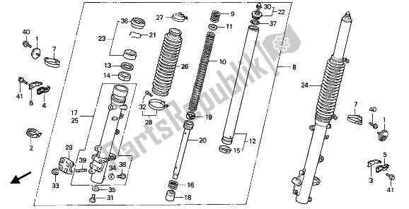 All parts for the Front Fork of the Honda XRV 750 Africa Twin 1992