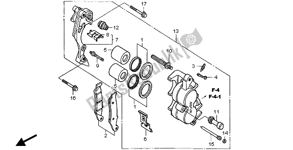 Toutes les pièces pour le étrier De Frein Avant du Honda XR 400R 2001