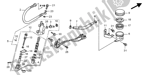 Todas las partes para Cilindro Maestro Del Freno Trasero de Honda GL 1800A 2004