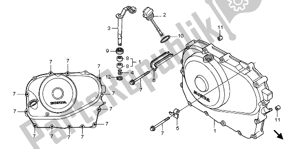 All parts for the Right Crankcase Cover of the Honda NT 700V 2008