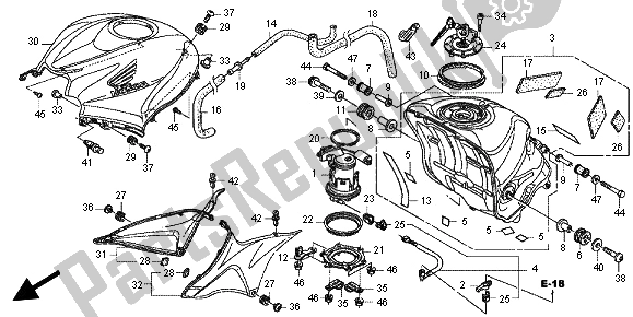 Alle onderdelen voor de Benzinetank van de Honda CBR 600 RA 2012